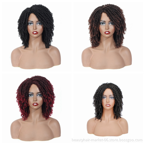 faux locs style african braid synthetic crochet hair wig short braided hair wigs for black woman